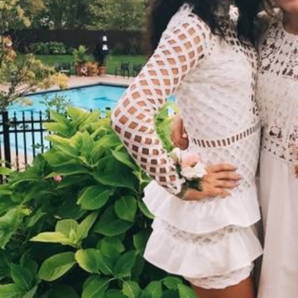 Misguided White Cutout Ruffle Dress